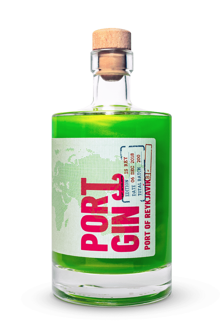 Ports of Portgin - Portgin - Port of Reykjavík 50 cl, grüner Gin in den die Nordlichter einfangen sind.