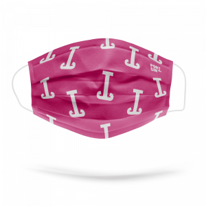 Frontales Seite Portgin Mund-Nasen-Maske "Ankerwelt", pinke Maske mit weiße Anker