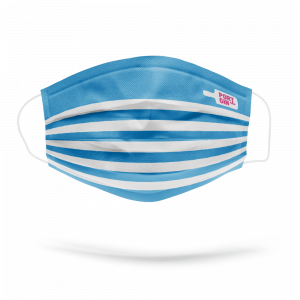 Frontale Seite Portgin Mund-Nasen-Maske "Matrose", blau weiß gestreift